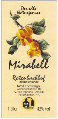 Rotenbachhof Edelobstbrände Mirabell 42 % Vol.- 1L