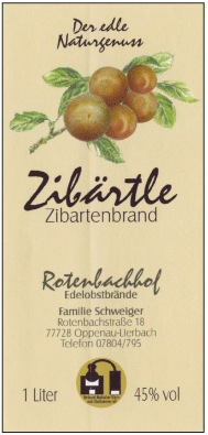 Rotenbachhof Edelobstbrände Zibärtle 45% Vol 0,5L